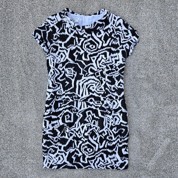 Pendleton Black White Linen Sheath Dress Cowl Neck Classy Evening Gown Formal 18